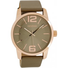OOZOO Timepieces 43mm Rosegold Taupe Leather Strap C7417